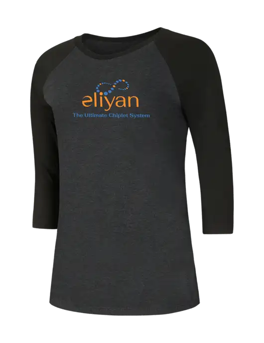 Womens Simply Soft 3/4 Sleeve Black/Black Frost Ring Spun Cotton T-Shirt w/Eliyan Logo 