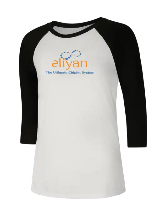 Womens Simply Soft 3/4 Sleeve Black/White Ring Spun Cotton T-Shirt w/Eliyan Logo 