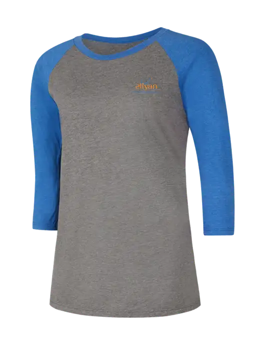 Womens Simply Soft 3/4 Sleeve Royal Frost/Grey Ring Spun Cotton T-Shirt w/Eliyan Logo 