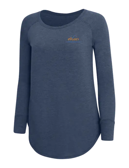 Womens Perfect Wide Collar Tunic Tri-Blend Navy Frost 4.5 oz T-Shirt w/Eliyan Logo 