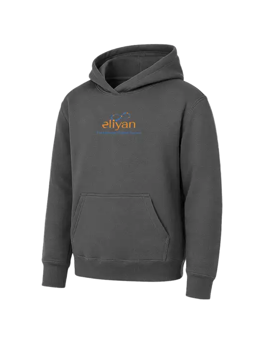 Youth Charcoal 7.8 oz Pullover Hooded Sweatshirt w/Eliyan Logo 
