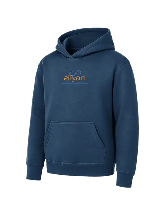 Youth Navy 7.8 oz Pullover Hooded Sweatshirt w/Eliyan Logo 
