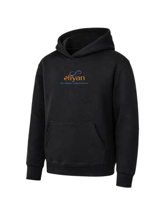 Youth Black 7.8 oz Pullover Hooded Sweatshirt w/Eliyan Logo 