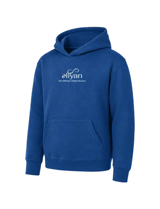 Youth Royal 7.8 oz Pullover Hooded Sweatshirt w/Eliyan Logo 