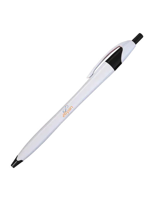 Novella White/Black Classic Pen - Blue Ink w/Eliyan Logo 