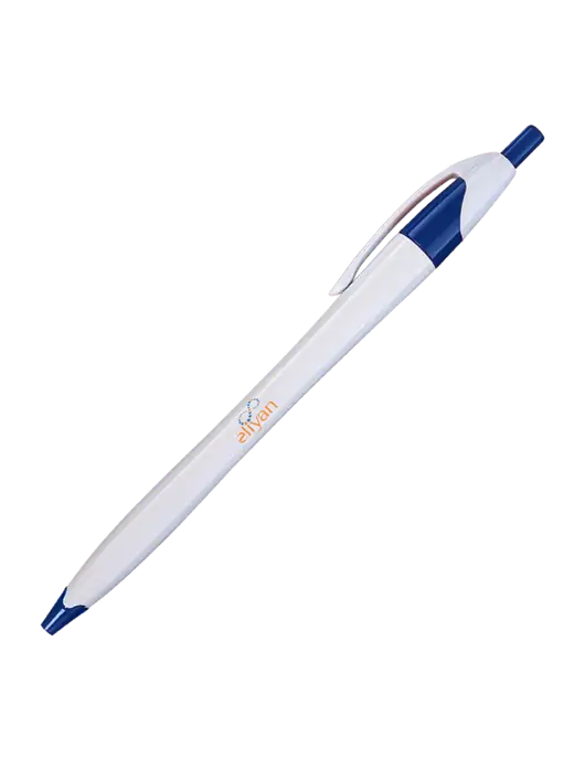 Novella White/Royal Classic Pen - Blue Ink w/Eliyan Logo 