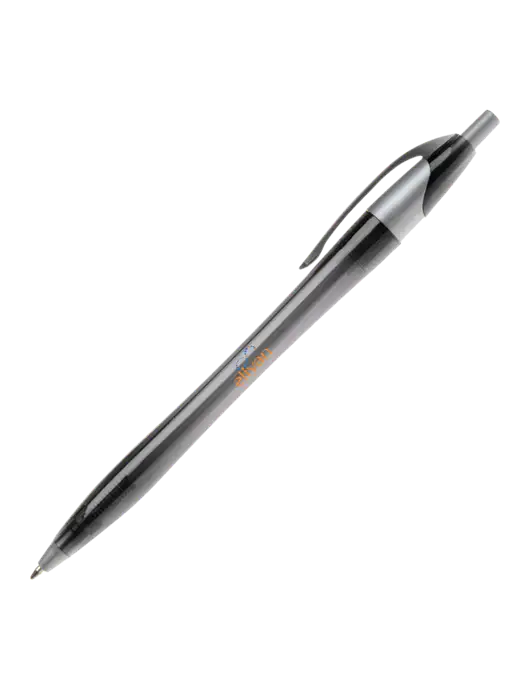 Novella Translucent Black/Silver Jewel Pen - Blue Ink w/Eliyan Logo 