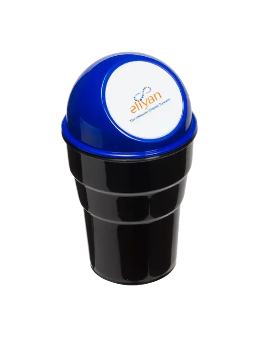 Blue Car Cup Holder Trash Can w/Eliyan Logo 