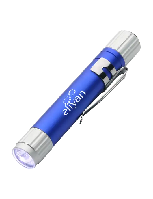 Blue Aluminum LED Penlight w/Eliyan Logo 