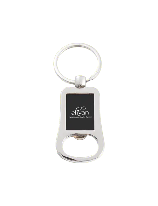 Silver & Black Bottle Opener Keychain w/Eliyan Logo 