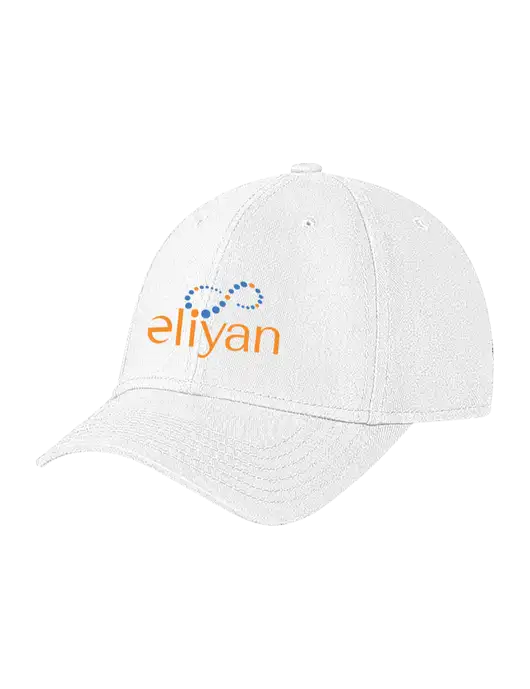 White Structured Soft Snap Closure Hook & Loop Cap w/Eliyan Logo 