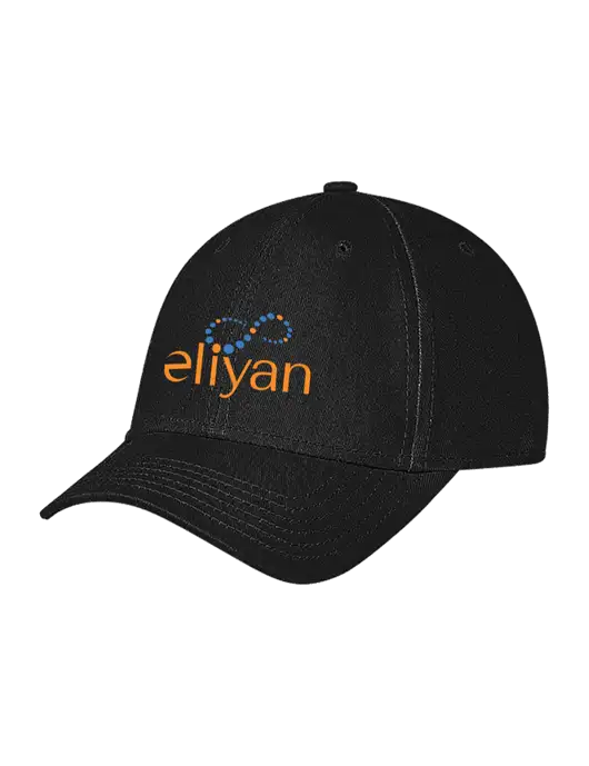 Black Structured Soft Snap Closure Hook & Loop Cap w/Eliyan Logo 