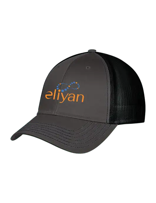 Charcoal & Black Mesh Trucker Cap Snap Back w/Eliyan Logo 