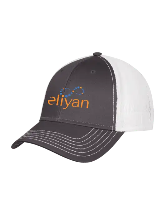 Dark Grey/White Mesh Trucker Cap Snap Back w/Eliyan Logo 