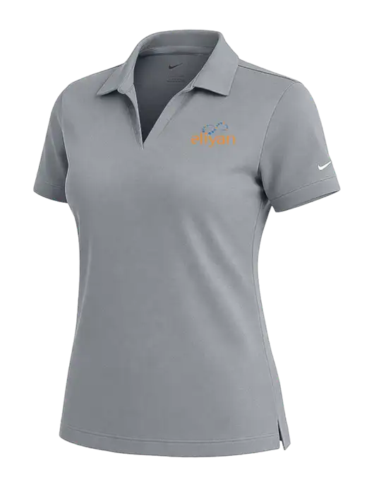 NIKE Medium Grey Womens Dri-Fit Micro Pique Polo w/Eliyan Logo 