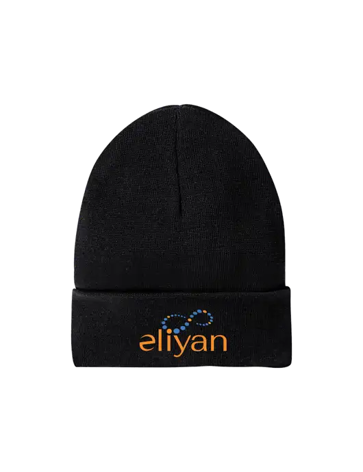 Recycled Black Beanie w/Eliyan Logo 
