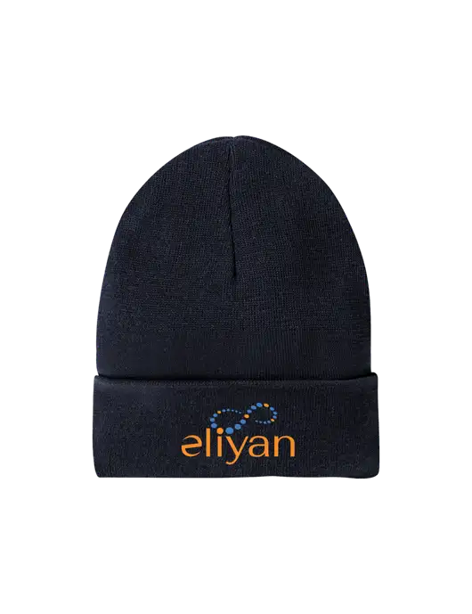 Recycled True Navy Beanie w/Eliyan Logo 