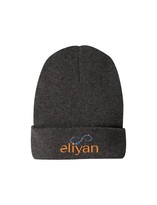 Recycled Charcoal Heather Beanie w/Eliyan Logo 