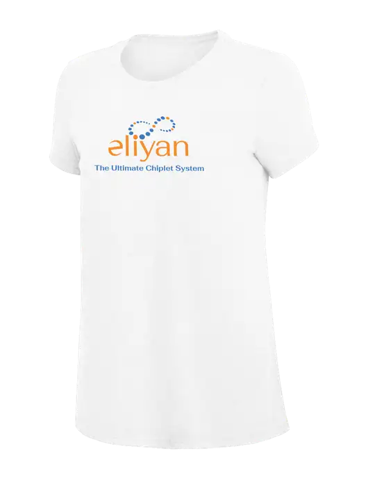 Womens Simply Soft White 4.5oz Poly/Combed Ring Spun Cotton T-Shirt
 w/Eliyan Logo 
