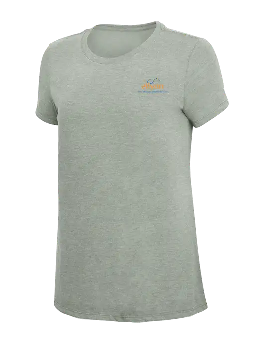 Womens Simply Soft Heathered Light Grey 4.5oz Poly/Combed Ring Spun Cotton T-Shirt w/Eliyan Logo 