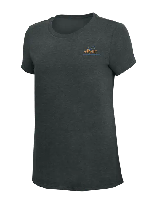 Womens Simply Soft Black Frost 4.5oz Poly/Combed Ring Spun Cotton T-Shirt w/Eliyan Logo 