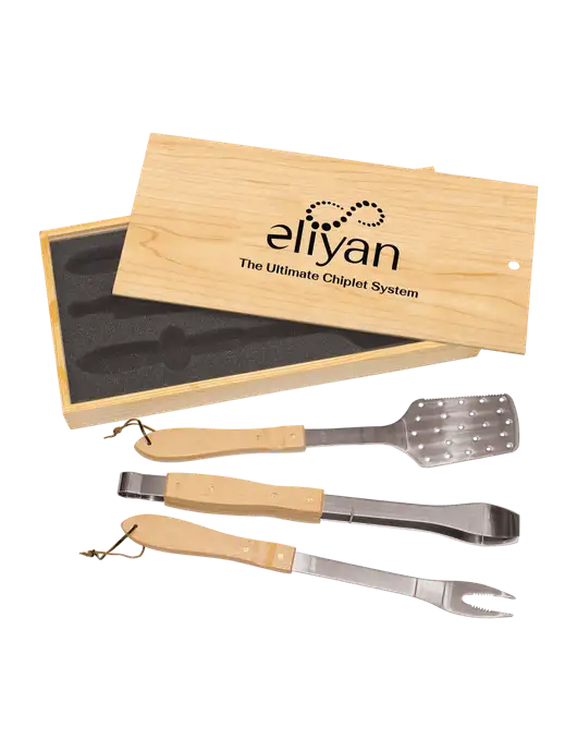 Wood BBQ Gift Set w/Eliyan Logo 