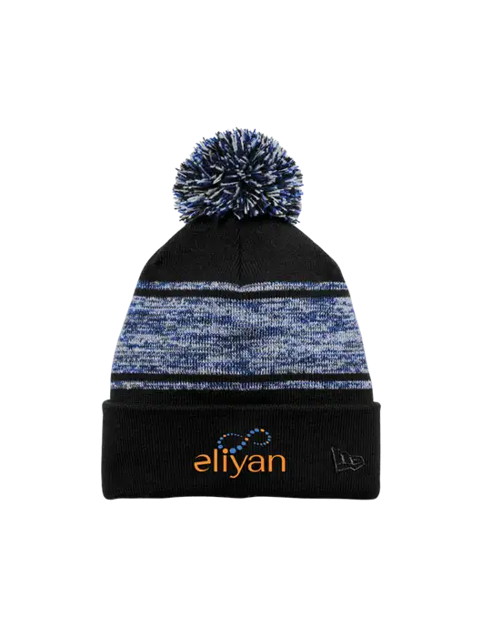 New Era Black/Royal Knit Chilled Pom Beanie w/Eliyan Logo 