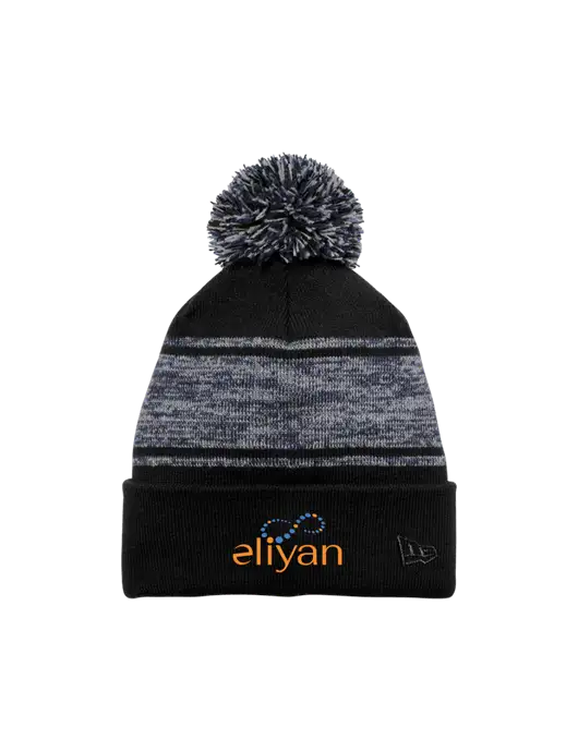 New Era Black/Navy Knit Chilled Pom Beanie w/Eliyan Logo 
