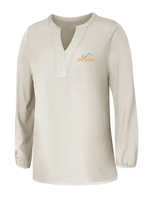 Mercer+Mettle Womens Ivory Stretch Crepe 3/4 Sleeve Blouse w/Eliyan Logo 