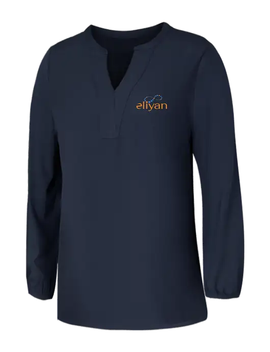 Mercer+Mettle Womens Navy Stretch Crepe 3/4 Sleeve Blouse w/Eliyan Logo 