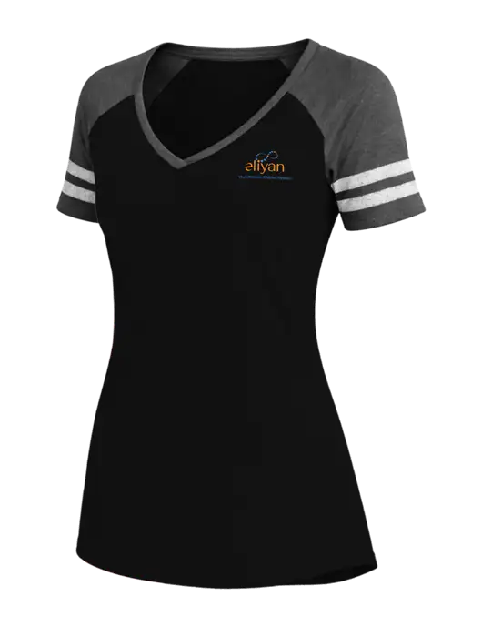 Womens Black/Charcoal Heather V-Neck Game Tee w/Eliyan Logo 