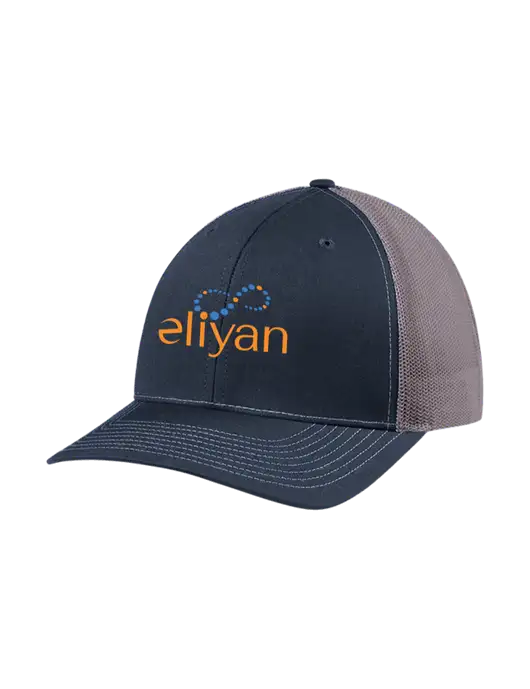 Richardson Adjustable Snapback Original 112 Trucker Cap Navy w/Charcoal Mesh w/Eliyan Logo 
