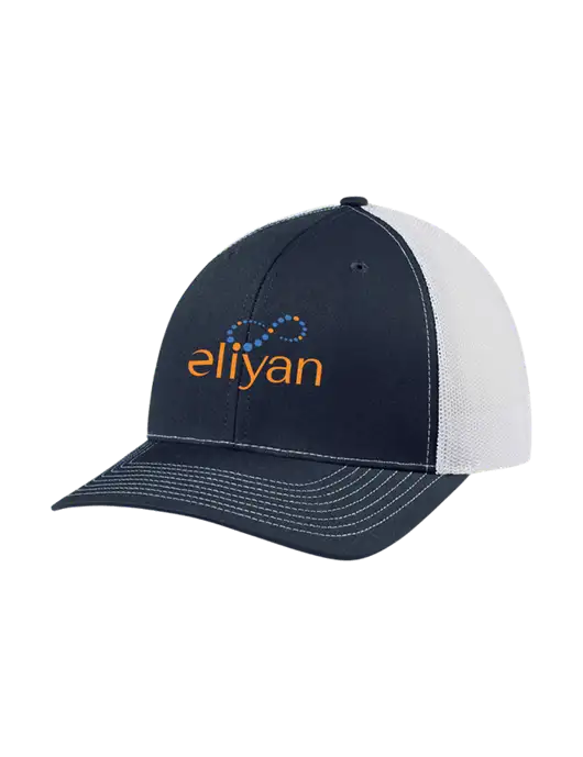 Richardson Adjustable Snapback Original 112 Trucker Cap Navy w/White Mesh w/Eliyan Logo 