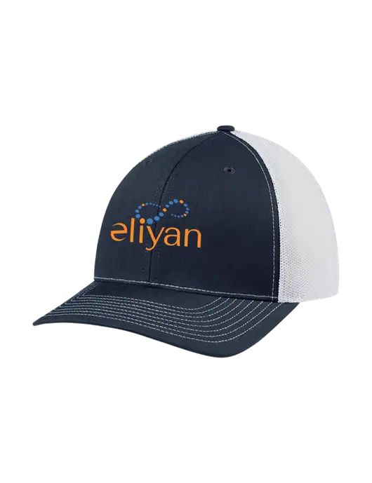 Richardson Adjustable Snapback Original 112 Trucker Cap Navy w/White Mesh w/Eliyan Logo 