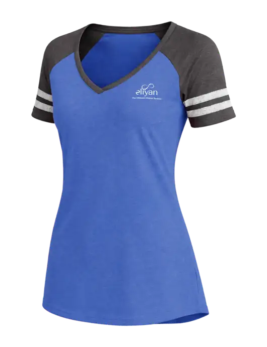Womens Royal Heather/Charcoal Heather V-Neck Game Tee w/Eliyan Logo 