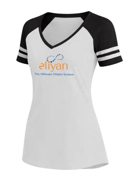 Womens White/Black V-Neck Game Tee w/Eliyan Logo 