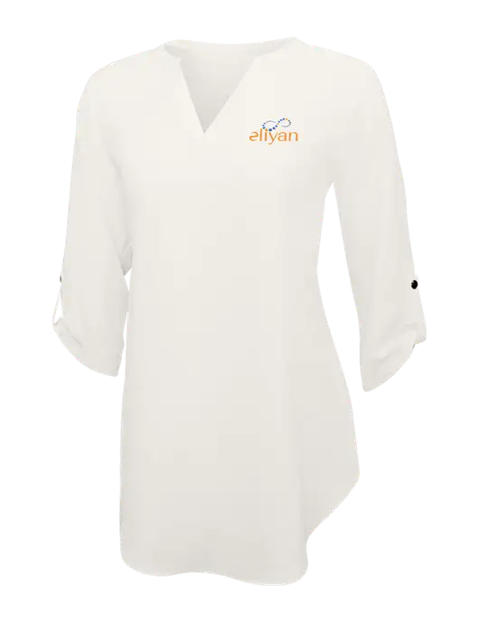 Ivory Womens 3/4 Sleeve Tunic Blouse w/Eliyan Logo 