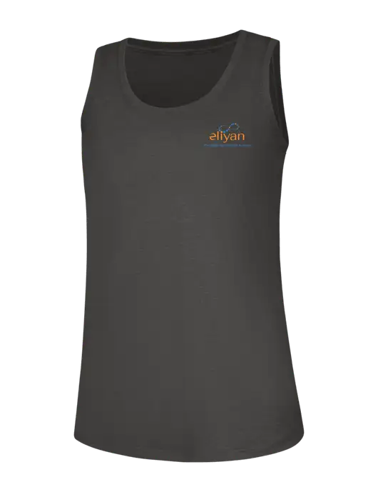 Womens Dark Grey Heather Perfect Tri Racerback Tank w/Eliyan Logo 